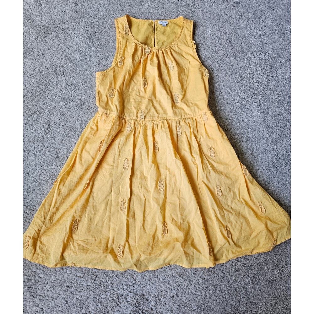 J.Crew Pineapple Embroidered Yellow Mini Dress Size 10 Summer Boho Chic